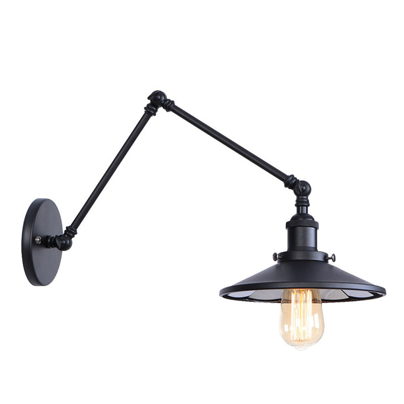 Armlänge Verstellbarer industrieller Stil Metall Wandlampe Untertasse Schatten Vintage Leuchte für Schlafzimmer
