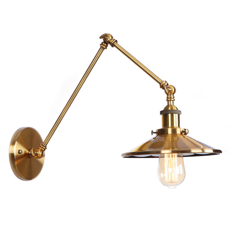 Armlänge Verstellbarer industrieller Stil Metall Wandlampe Untertasse Schatten Vintage Leuchte für Schlafzimmer