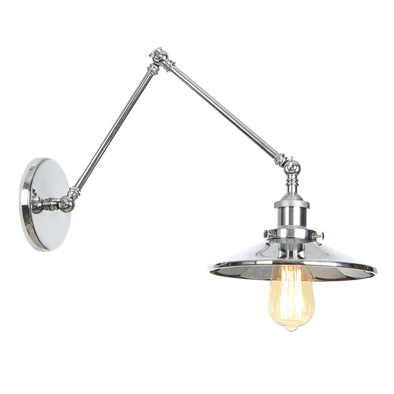 Armlänge Verstellbarer industrieller Stil Metall Wandlampe Untertasse Schatten Vintage Leuchte für Schlafzimmer