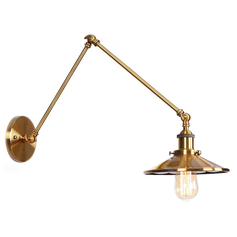 Armlänge Verstellbarer industrieller Stil Metall Wandlampe Untertasse Schatten Vintage Leuchte für Schlafzimmer