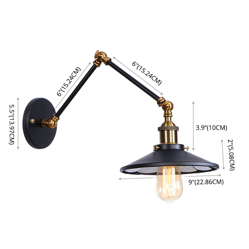 Armlänge Verstellbarer industrieller Stil Metall Wandlampe Untertasse Schatten Vintage Leuchte für Schlafzimmer