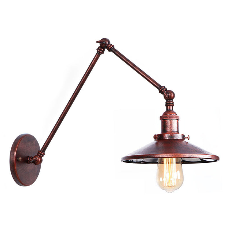 Armlänge Verstellbarer industrieller Stil Metall Wandlampe Untertasse Schatten Vintage Leuchte für Schlafzimmer