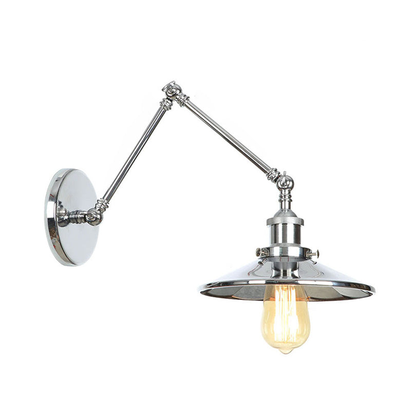Armlänge Verstellbarer industrieller Stil Metall Wandlampe Untertasse Schatten Vintage Leuchte für Schlafzimmer
