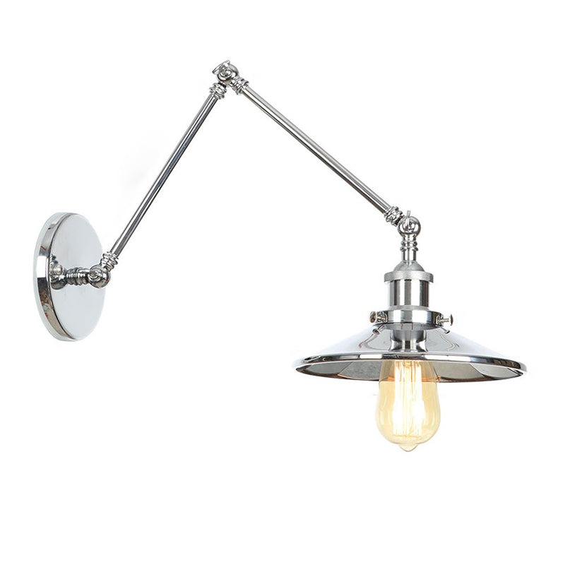 Armlänge Verstellbarer industrieller Stil Metall Wandlampe Untertasse Schatten Vintage Leuchte für Schlafzimmer