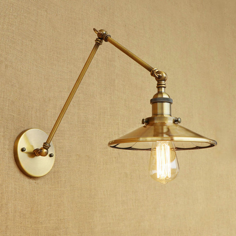 Armlänge Verstellbarer industrieller Stil Metall Wandlampe Untertasse Schatten Vintage Leuchte für Schlafzimmer