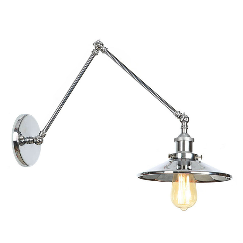 Armlänge Verstellbarer industrieller Stil Metall Wandlampe Untertasse Schatten Vintage Leuchte für Schlafzimmer