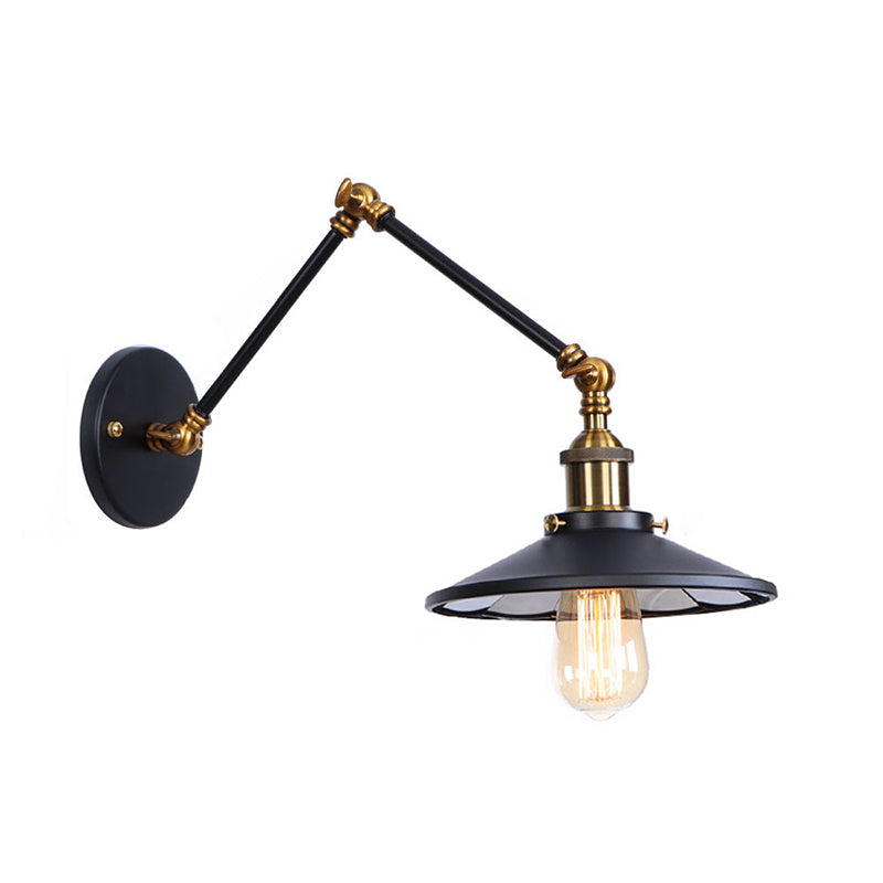 Armlänge Verstellbarer industrieller Stil Metall Wandlampe Untertasse Schatten Vintage Leuchte für Schlafzimmer