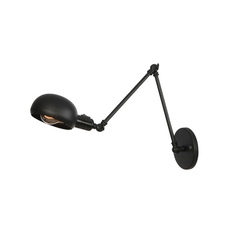 Lumière murale de style industriel noir givré 2 sections Swing Am Sponce Light avec une teinte en métal de bol