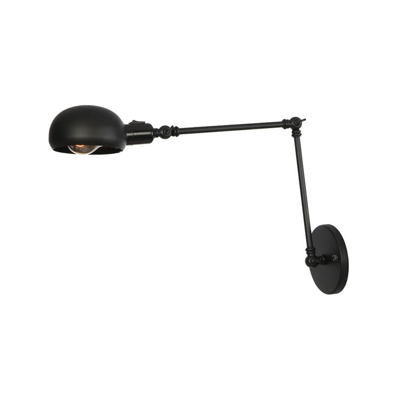 Lumière murale de style industriel noir givré 2 sections Swing Am Sponce Light avec une teinte en métal de bol