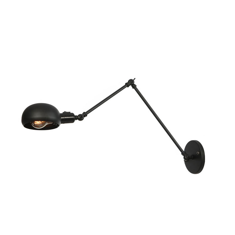 Lumière murale de style industriel noir givré 2 sections Swing Am Sponce Light avec une teinte en métal de bol