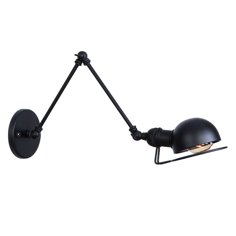 Lampe murale du bras swing en métal vintage avec nuance de bol à 1 feu de style industriel.