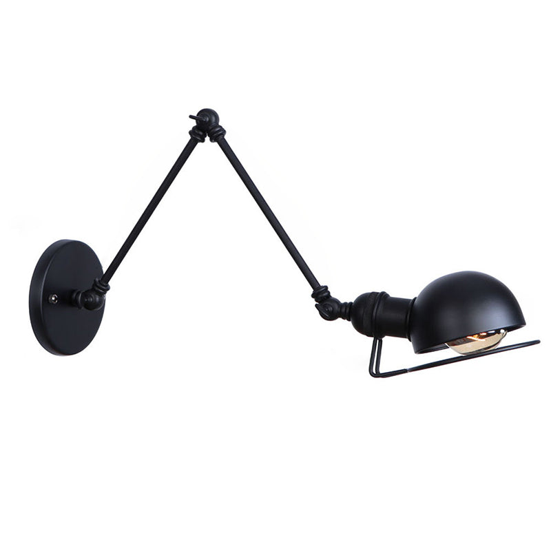 Lampe murale du bras swing en métal vintage avec nuance de bol à 1 feu de style industriel.