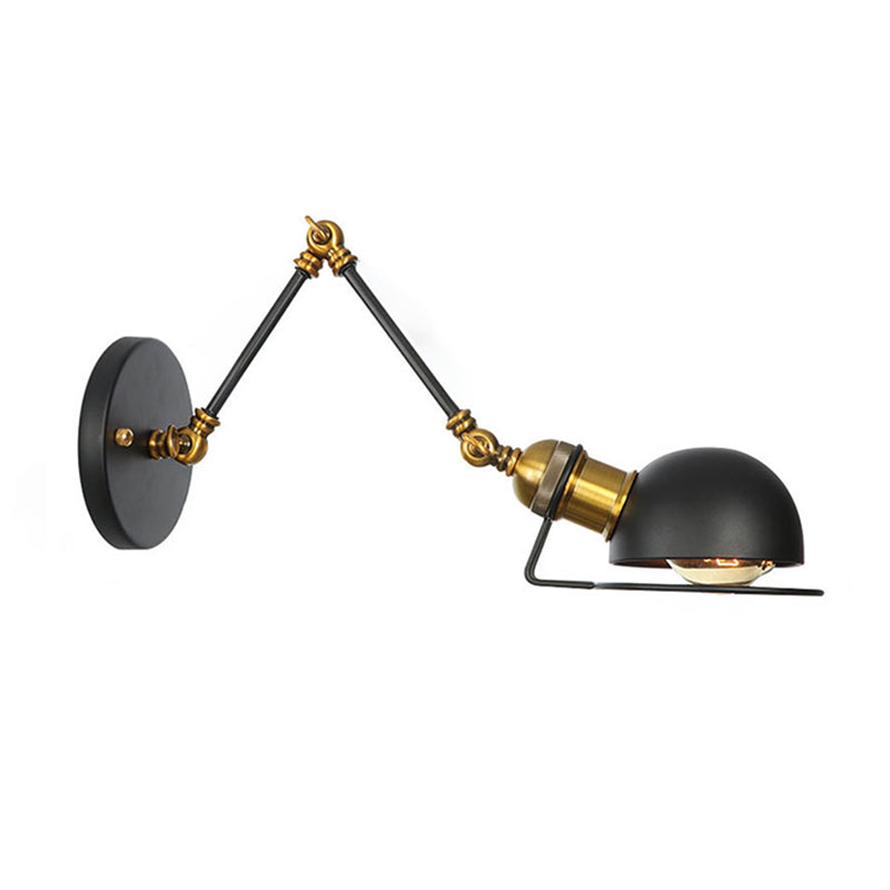 Lampe murale du bras swing en métal vintage avec nuance de bol à 1 feu de style industriel.