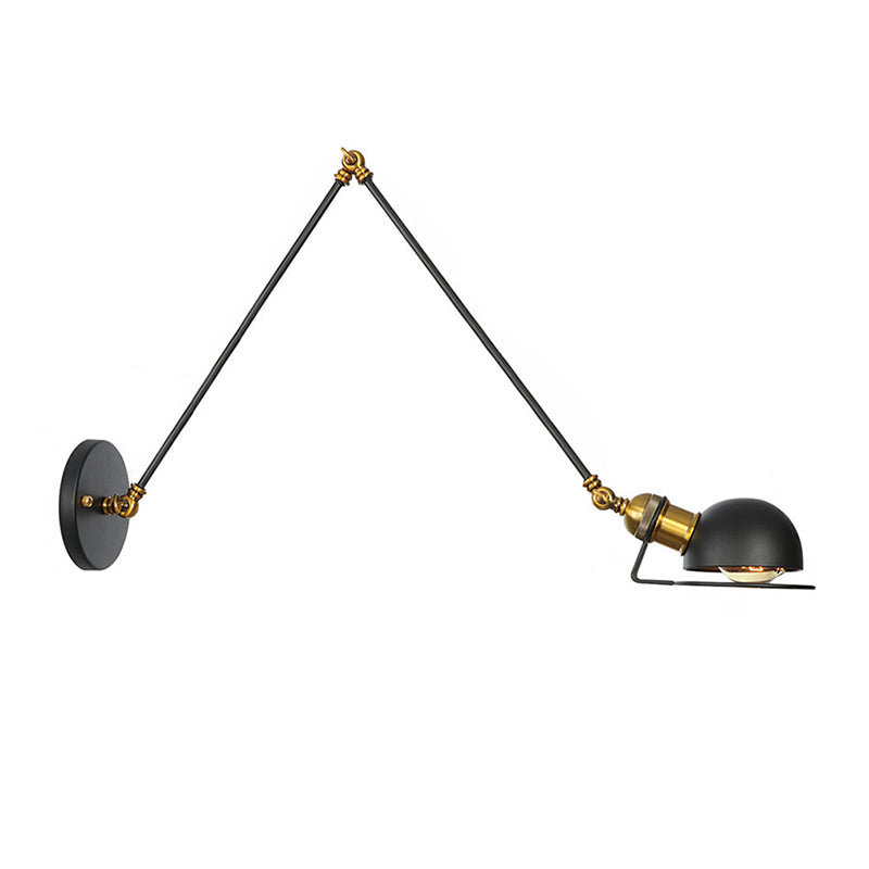 Lampe murale du bras swing en métal vintage avec nuance de bol à 1 feu de style industriel.