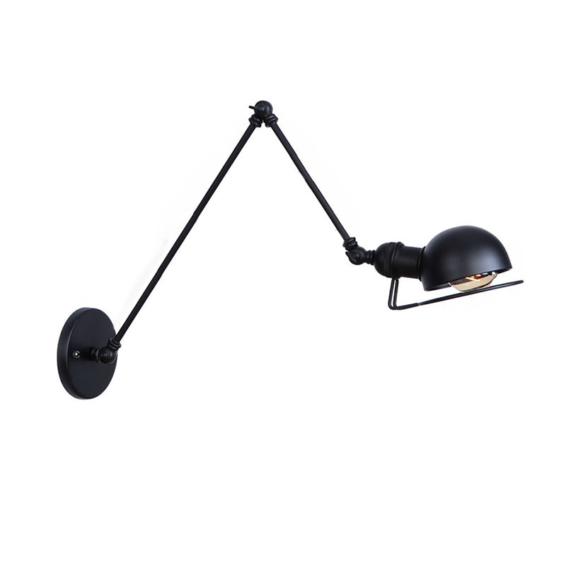 Lampe murale du bras swing en métal vintage avec nuance de bol à 1 feu de style industriel.
