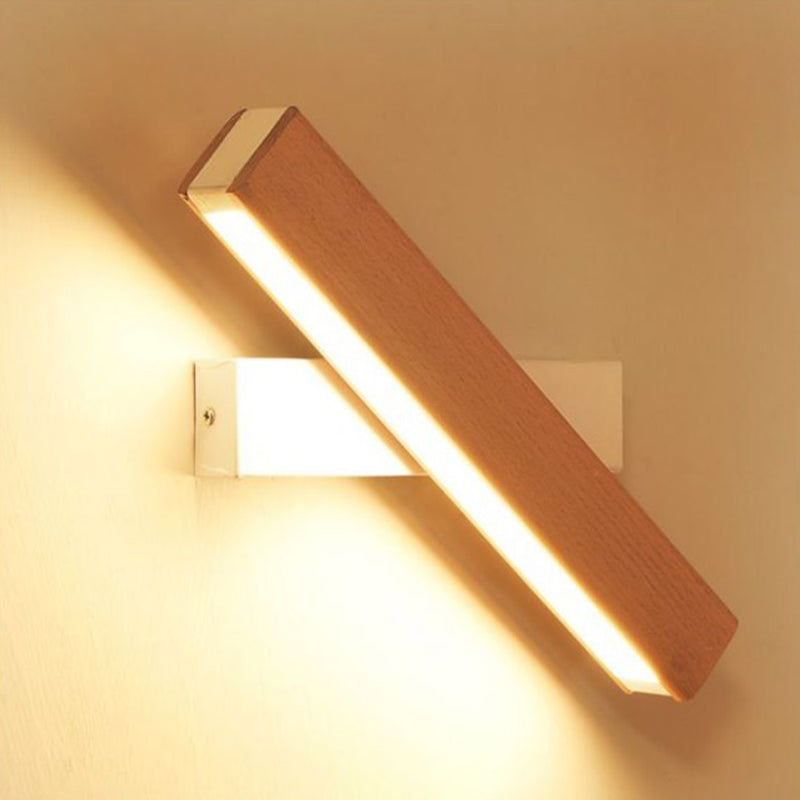 Lámpara de pared rectangular moderna madera de madera 1 apliques de luz