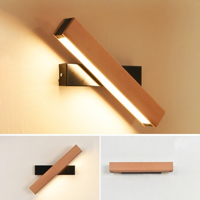 Lámpara de pared rectangular moderna madera de madera 1 apliques de luz