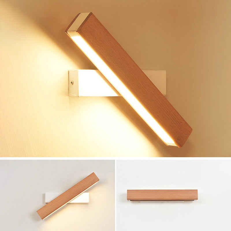 Lámpara de pared rectangular moderna madera de madera 1 apliques de luz