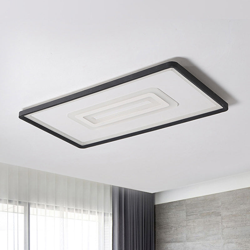 35.5"/43" W Dual Rechteck Flush Licht Nordic Style Schwarz Metall Innenbeleuchtung, Warm/Weiß Licht/Fernbedienung Stepless Dimmen