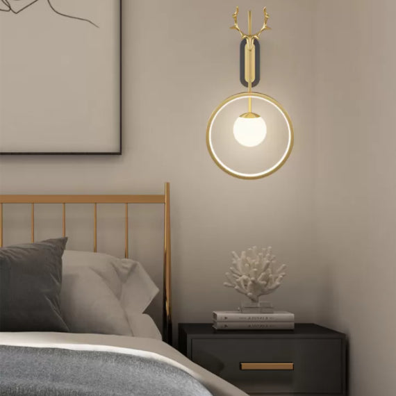 Modern Minimalist Style Circular Wall Mounted Light fixture Glass Wall Light Sconces with Antlers