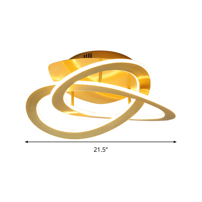 21,5 "/29.5" W Iluminación de techo de dormitorio LED Blanco/Oro de montaje de punto de montaje de luz con sombra acrílica de bucle en luz cálida/blanca