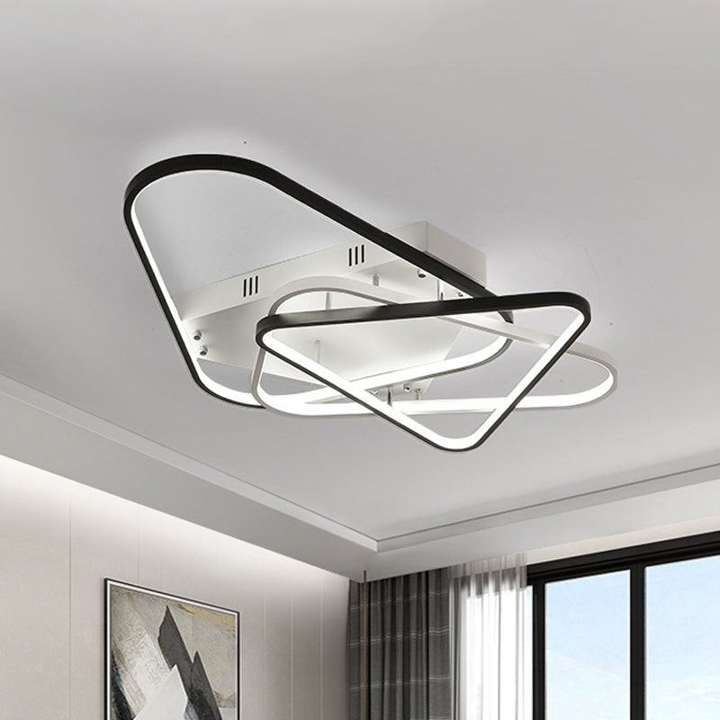Overlapping Acrylic Ceiling Light Fixture Modern 33"/42" W LED Black and White Semi Flush Mount Lighting
