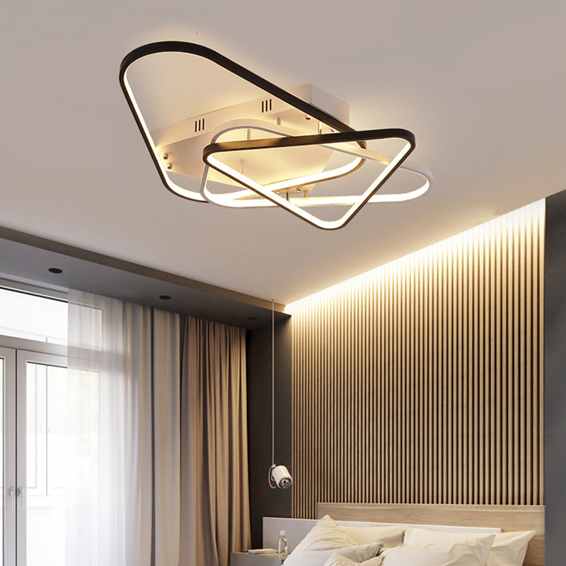 Lampada del soffitto acrilico sovrapposto moderna 33 "/42" W LED LED in bianco e nero l'illuminazione a montaggio semifulto