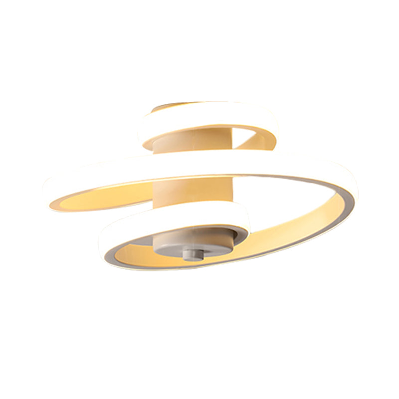 Spiral Acrylic Ceiling Lamp Contemporary LED White/Black and White Flush Lighting in Warm/White/3 Color Light