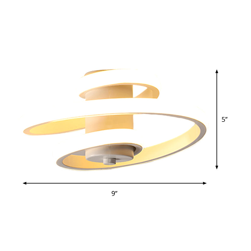 Spiral Acrylic Ceiling Lamp Contemporary LED White/Black and White Flush Lighting in Warm/White/3 Color Light