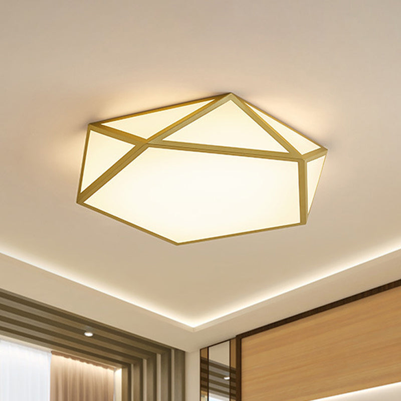 16.5"/20.5" Wide Gold Pentagon Ceiling Light Nordic LED Acrylic Flush Mount Lamp for Bedroom