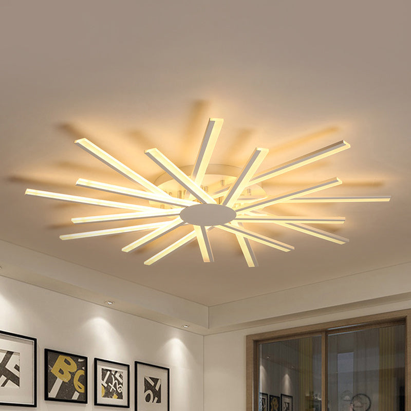 31.5"/39" W LED Living Room Ceiling Mounted Light White Semi Flush Light Fixture with Spiral Acrylic Shade in Warm/White Light