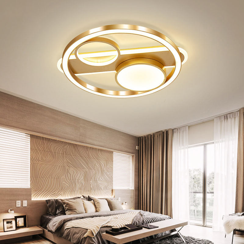 18 "/23.5" W GOUD ROUND LICHT Licht Noordse LED Acryl -spoelmontage Lamp in warm/wit licht voor woonkamer