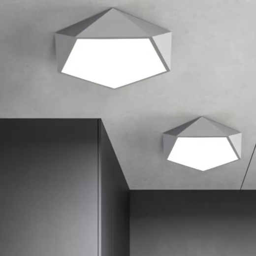 Plafonnier encastré pentagone nordique en métal LED pour chambre à coucher