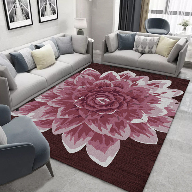 Multicolor Modern Area Carpet Polyester Floral Ink Printing Indoor Rug Easy Care Carpet for Living Room