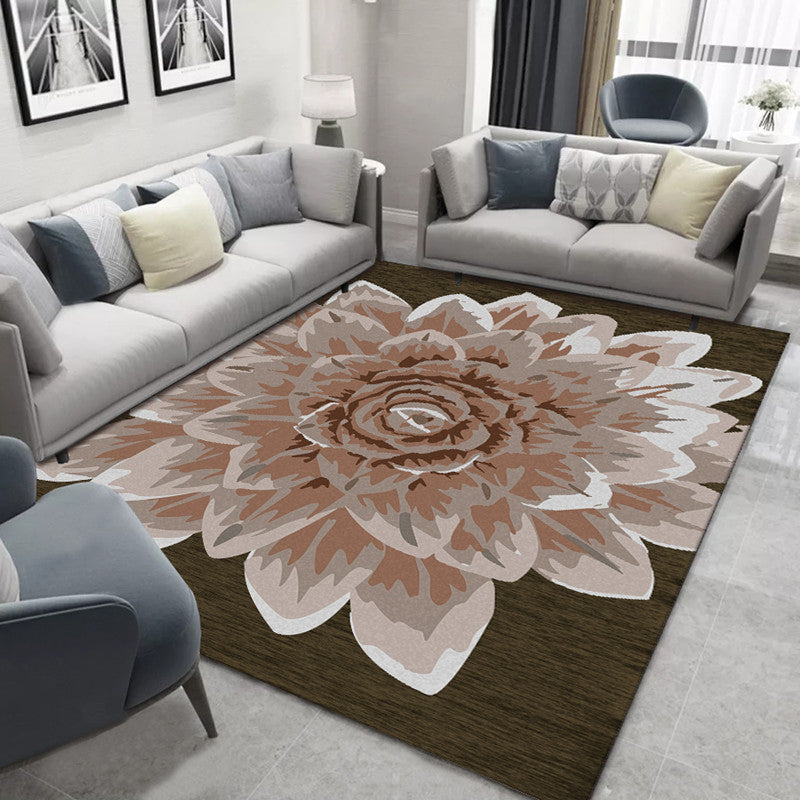 Multicolor Modern Area Carpet Polyester Floral Ink Printing Indoor Rug Easy Care Carpet for Living Room