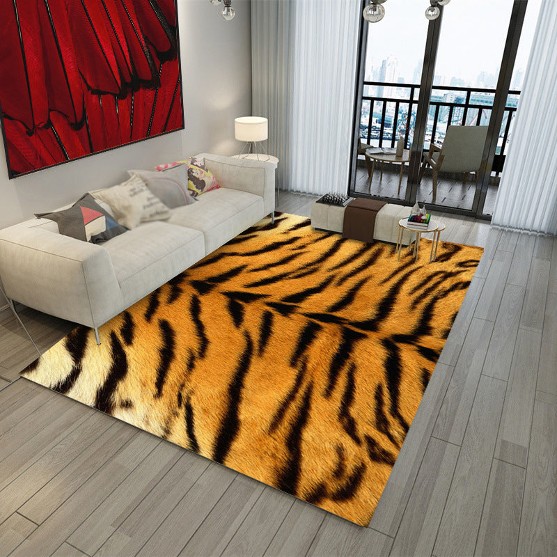 Elegant Brown Tone Bionic Carpet Polyester Animals Texture Indoor Rug Stain Resistant Rug for Home Decor