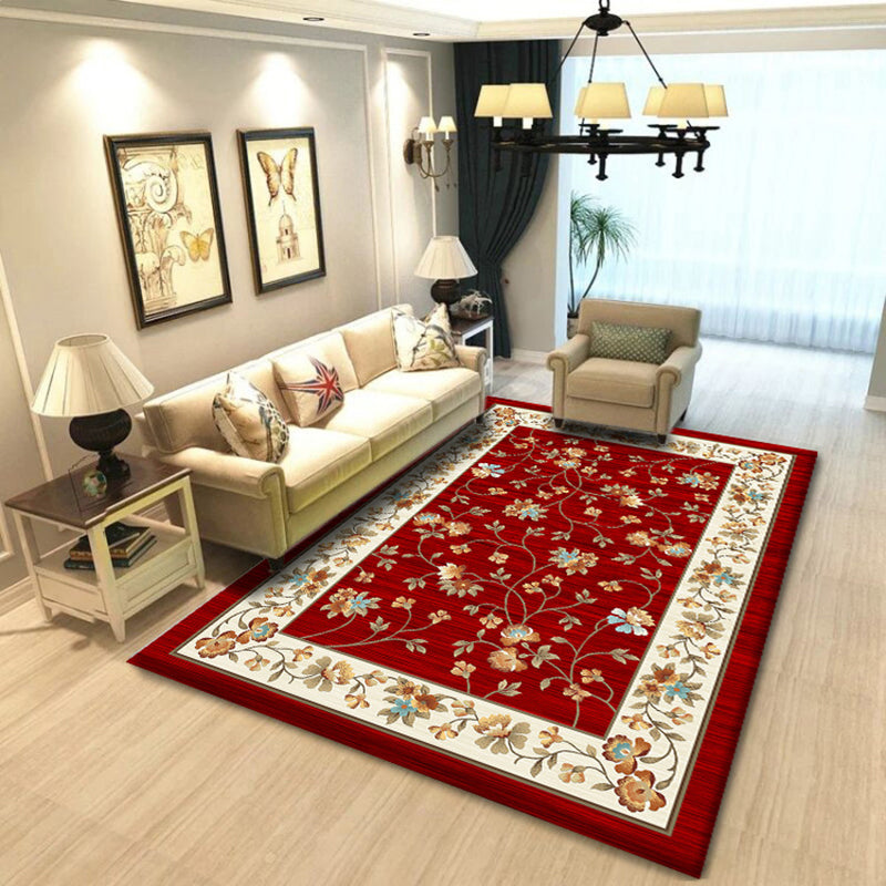 Wunderschöner klassischer Indoor-Teppich mehrfarbiger Blumen-Designbereich Teppich Polyester Nicht-Schlupf-Backing-Teppich für Wohnkultur