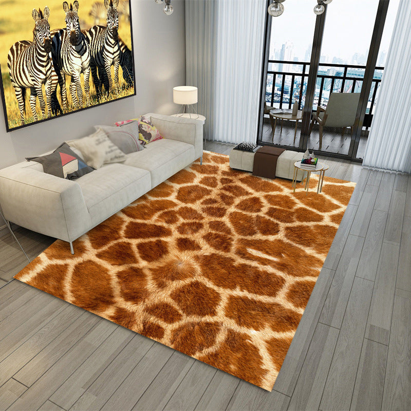 Orange Tone Home Decoration Carpet Bionic Animals Texture Printed Area Rug Polyester with Non-Slip Backing Rug