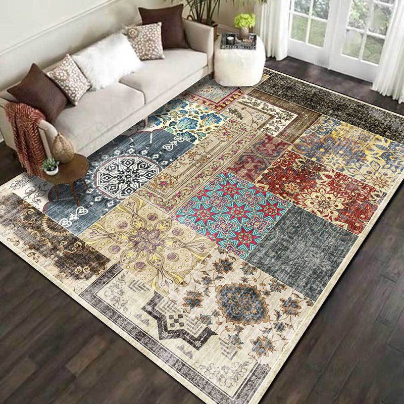 Tapis de motif marocain du milieu du siècle Whitens à la chaux antique tapis de support antidérapant en polyester pour la décoration intérieure