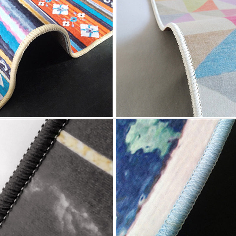 Retro Distressed Blumendruck Teppich traditioneller Rechteck Polyester Teppich Friendliger waschbarer Teppich für Wohnzimmer
