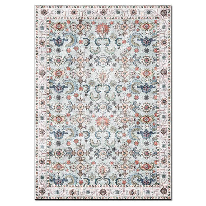 Alfombra de estampado floral retro y angustiada Área de poliéster tradicional alfombra lavable para sala de estar para sala de estar