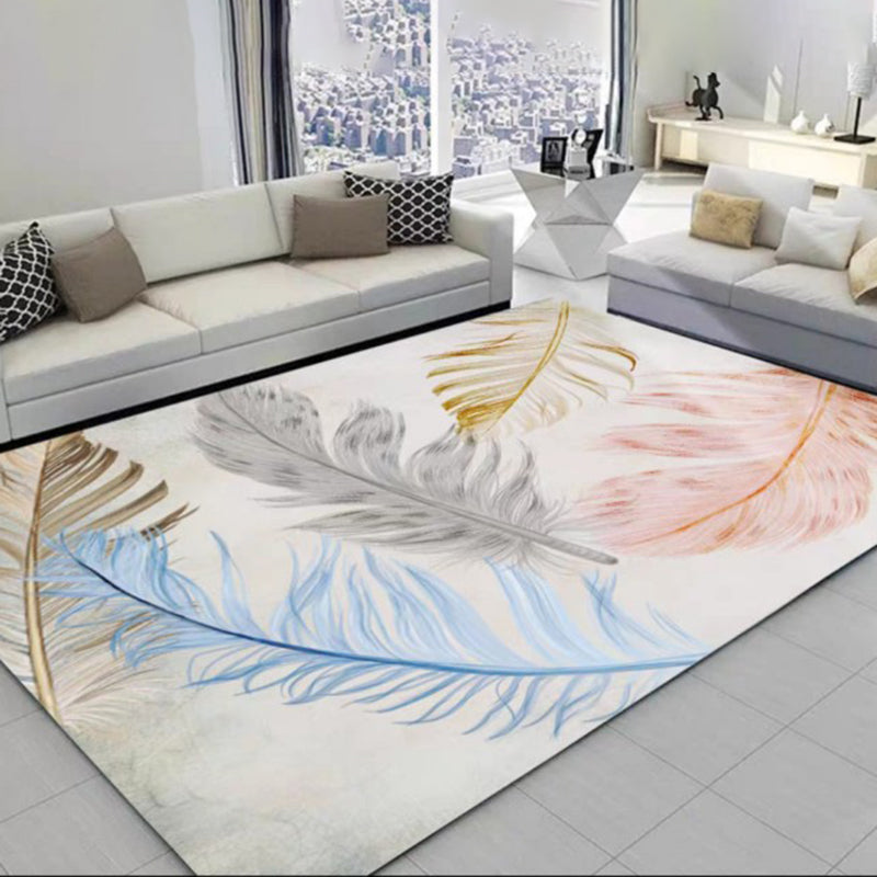 Multicolor Home Decoration Carpet Modern Plant Printed Area Rug Polyester with Non-Slip Backing Rug