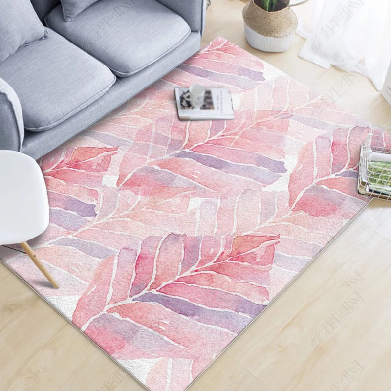 Multicolor Home Decoration Carpet Modern Plant Printed Area Rug Polyester with Non-Slip Backing Rug