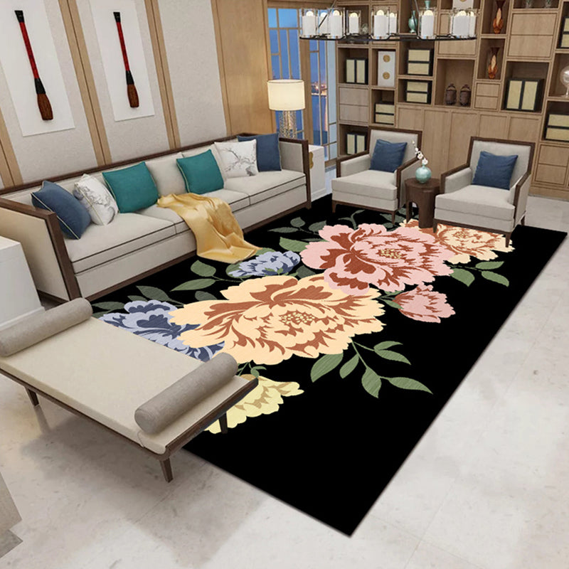 Elegant Multicolor Contemporary Carpet Polyester Floral Indoor Rug Stain Resistant Rug for Home Decor