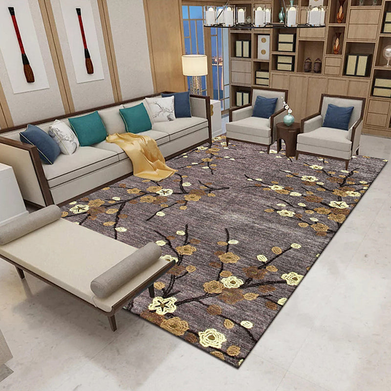 Elegant Multicolor Contemporary Carpet Polyester Floral Indoor Rug Stain Resistant Rug for Home Decor
