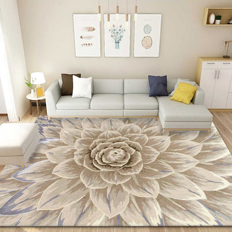 Grey Tone Home Decoration Carpet Bionic Plant Printed Area Rug Polyester with Non-Slip Backing Rug