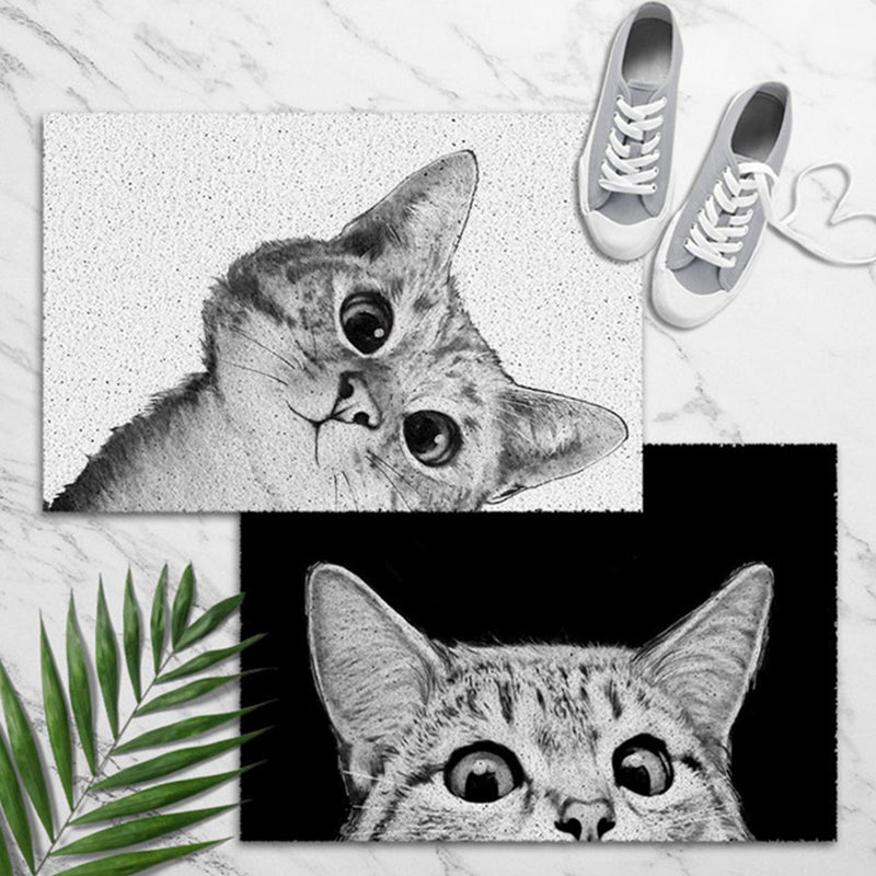 Grey Tone Home Decoration Carpet Bionic Cat Printed Area Rug Polyester with Non-Slip Backing Rug