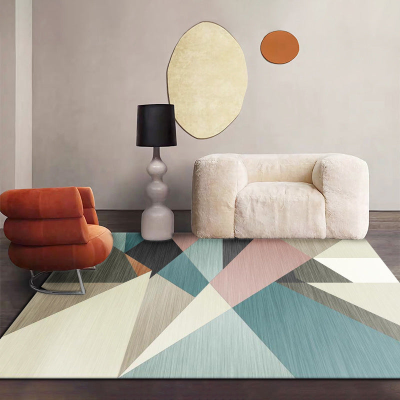 Trendy Triangle Pattern Area Rug Contemporary Aesthetic Indoor Carpet Polyester Anti-Slip Backing Carpet Living Room Rug