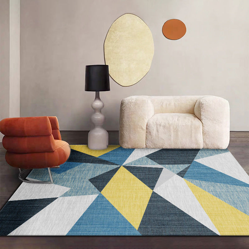Trendy Triangle Pattern Area Rug Contemporary Aesthetic Indoor Carpet Polyester Anti-Slip Backing Carpet Living Room Rug