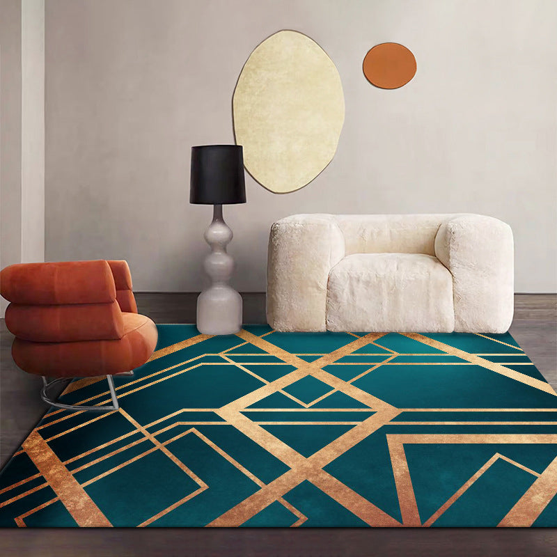 Trendy Geometric Pattern Area Rug Modern Comfort Rectangle Carpet Polyester Easy Care Area Carpet for Living Room